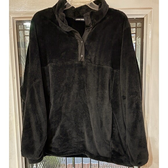 Lands' End 1/4 Zip Fleece Pullover Women's Plus Size 2X / 20W-22W Gray Heritage - Picture 6 of 10